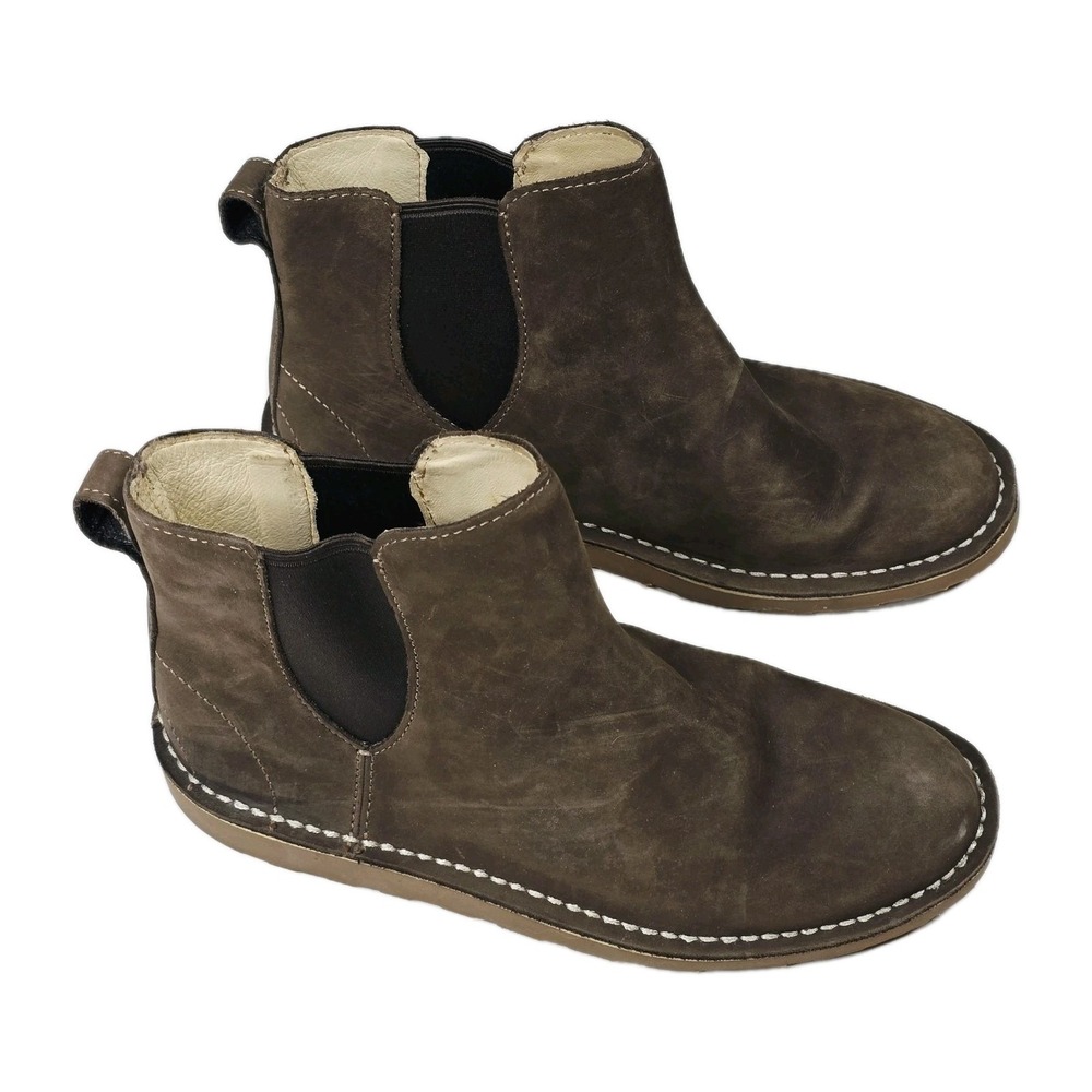 LL Bean Stonington Chelsea Boots Women's 10M Brown Nubuck Leather Ankle Booties